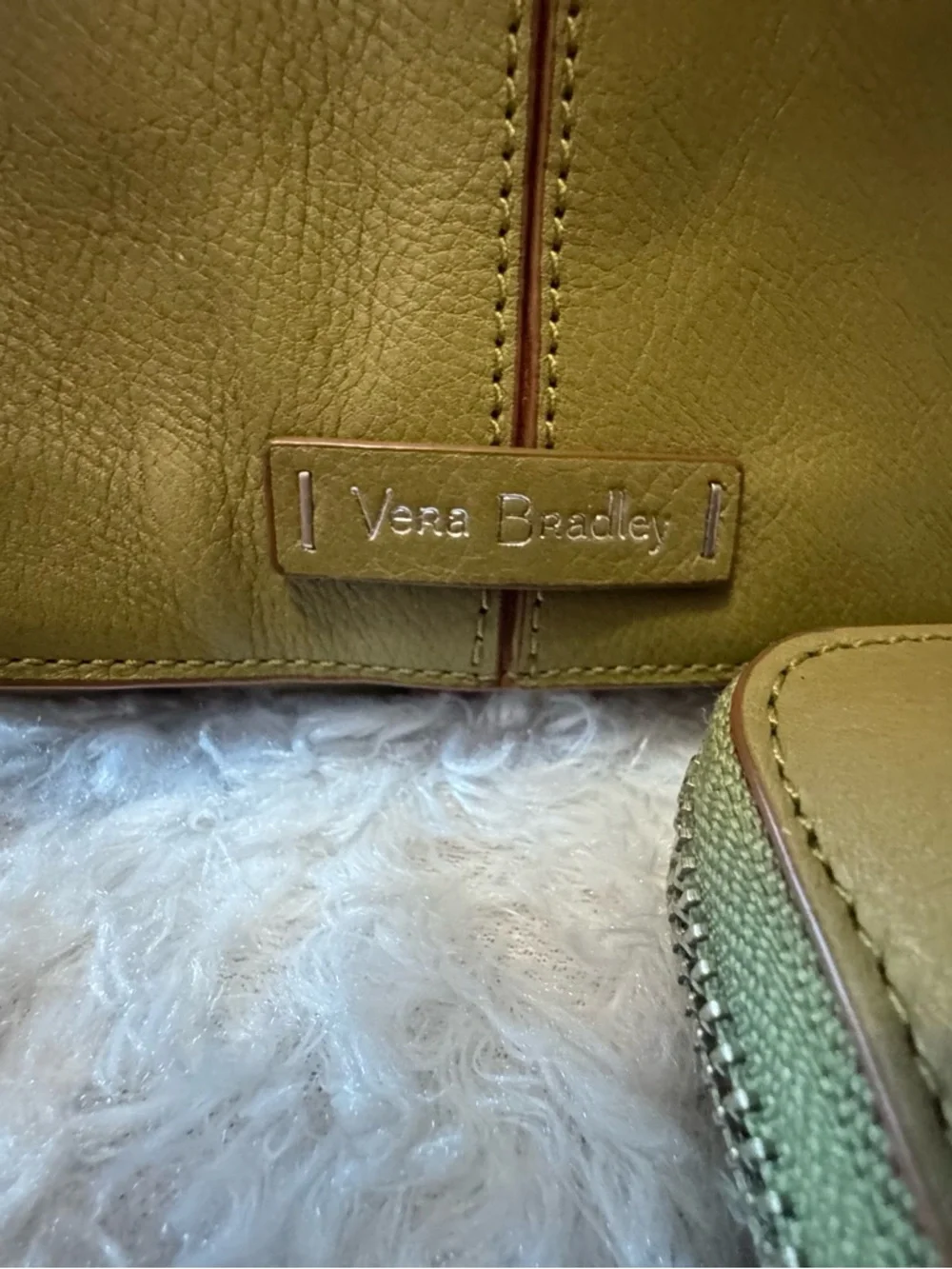 Vera Bradley Olive Green Leather Shoulder Bag with Matching Wallet